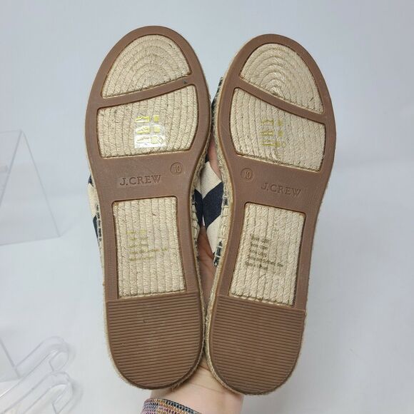 J. Crew Knotted Espadrille Slides in Stripe Sandals White Navy J2580, Sz 10 NEW - Picture 5 of 5